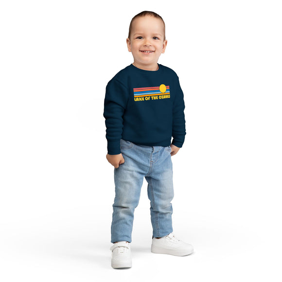 Lake of the Ozarks, Missouri Toddler Sweatshirt - Retro Sun Lake of the Ozarks Toddler Crewneck Sweatshirt