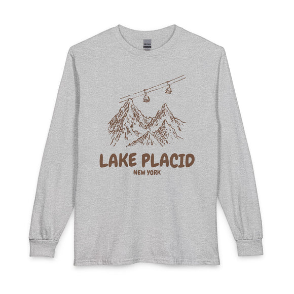 Lake Placid, New York Long Sleeve T-Shirt - Ski Mountain Gondola