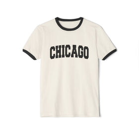 Chicago, Illinois Cotton Ringer Graphic Tee - Unisex Chicago T Shirt, Vintage Style Tee, Men's/Women's Tee - 0