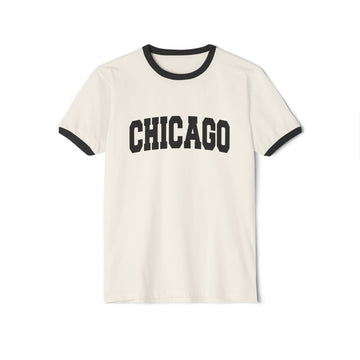 Chicago, Illinois Cotton Ringer Graphic Tee - Unisex Chicago T Shirt, Vintage Style Tee, Men's/Women's Tee - 0