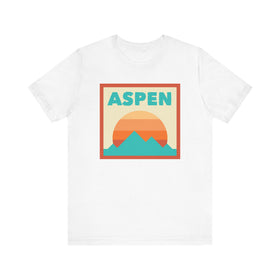 Retro Aspen, Colorado T-Shirt, Mountain Sun Tee, Unisex Graphic Shirt, Vintage Aspen, Colorado Top, Outdoor Adventure Clothing