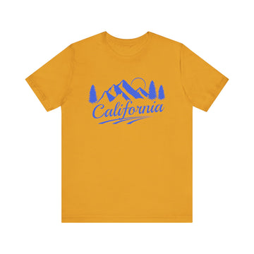 Buy mustard California T-Shirt - Retro Mountain Unisex California Shirt - Pine Treeline