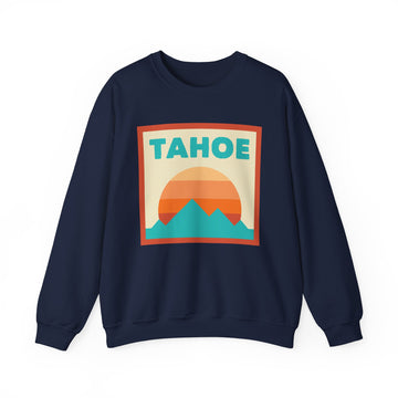 Buy navy Retro Lake Tahoe, California Sweatshirt, Mountain Sun Design, Unisex Crewneck, Gift for Outdoorsy Friends, Vintage Jumper