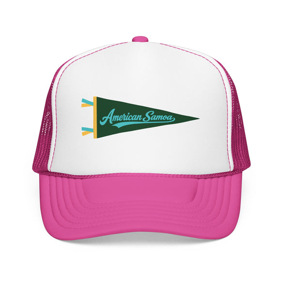 American Samoa National Park Pennant Trucker Hat — Vintage Foam Mesh Cap