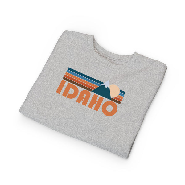 Idaho Toddler Sweatshirt - Retro Mountain Idaho Toddler Crewneck Sweatshirt