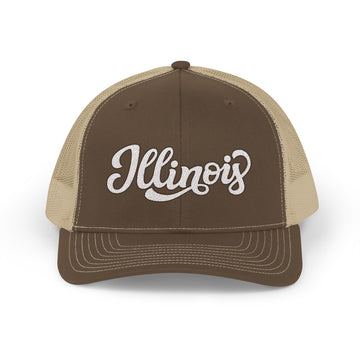 Buy brown-khaki Illinois Snapback Trucker Cap - Embroidered Illinois Hat