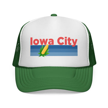 Buy green Iowa City, Iowa Retro Corn and Farm Trucker Hat