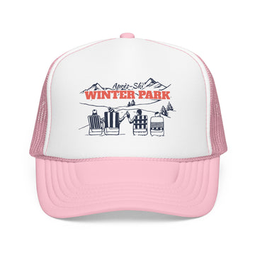 Buy light-pink-white Winter Park, Colorado Après-ski Trucker Hat — Foam Mesh Cap