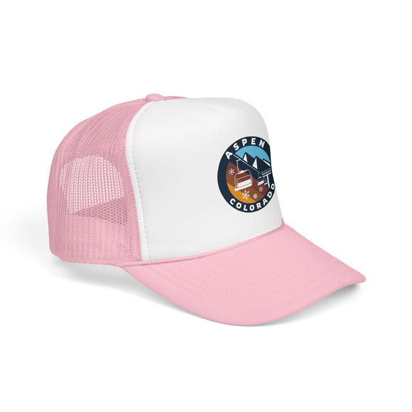 Aspen Colorado Retro Ski Lift Mountain Foam Trucker Hat