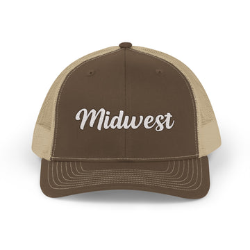 Buy brown-khaki Midwest Snapback Trucker Cap - Embroidered Midwest Hat