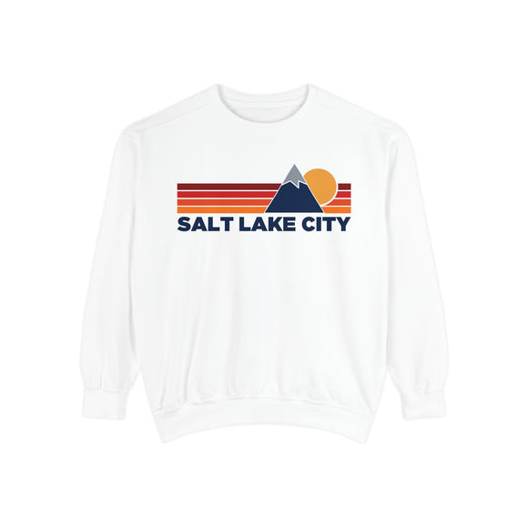 Salt Lake City, Utah Mountain Stripes Sweatshirt | Comfort Colors - 100% Cotton