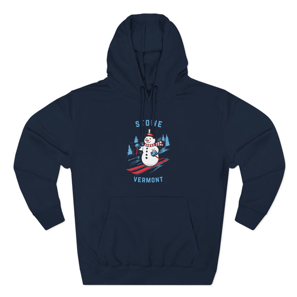 Premium Stowe, Vermont Skiing Snowman Hoodie