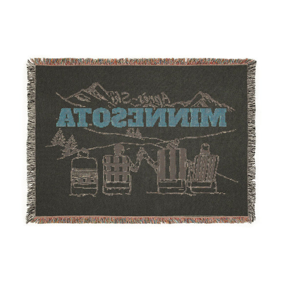 Minnesota Ski Town Throw Blanket | Mountain Woven Blanket