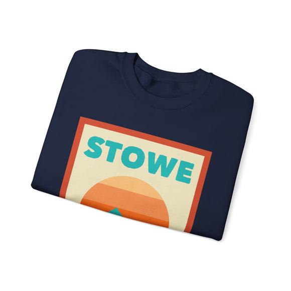 Retro Stowe, Vermont Sweatshirt, Mountain Sun Design, Unisex Crewneck, Gift for Outdoorsy Friends, Vintage Stowe, Vermont Jumper