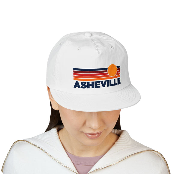 Asheville, North Carolina retro sunset Surf Cap | vintage striped sun state hat