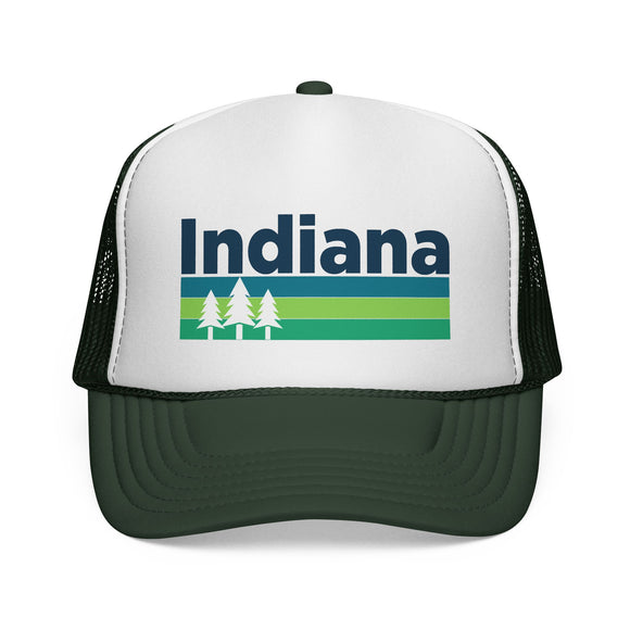 Indiana Retro Trees Trucker Hat - Vintage Style Indiana Cap