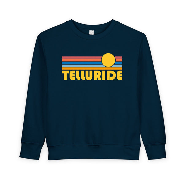 Telluride, Colorado Toddler Sweatshirt - Retro Sun Telluride Toddler Crewneck Sweatshirt