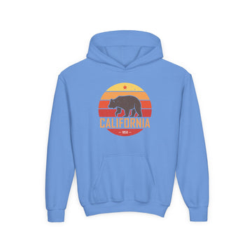 Buy carolina-blue California Youth Hoodie - Retro California Bear Youth Sweatshirt