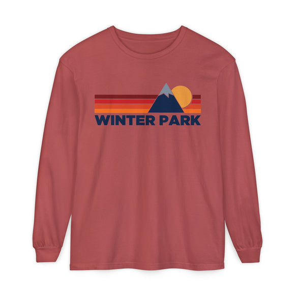 Winter Park, Colorado Long Sleeve T-Shirt Retro Mountain, Unisex Winter Park Unisex Garment-dyed Long Sleeve T-Shirt