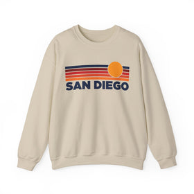 San Diego, California Sweatshirt Retro Sun Unisex - San Diego Vintage Inspired Warm Pullover Jumper