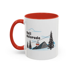 Vail, Colorado Retro Snow Skiing Mountain 11 oz Mug, Ski Lodge Decor Coffee Cup, Mountain Gondola  Lover Gift, Retro Skiing Mug