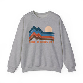 North Carolina Sweatshirt Retro Mountains, North Carolina Unisex Graphic Crewneck