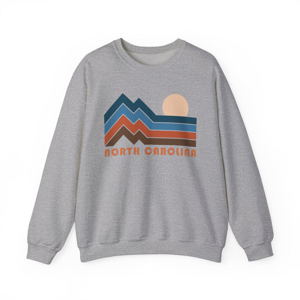 North Carolina Sweatshirt Retro Mountains, North Carolina Unisex Graphic Crewneck