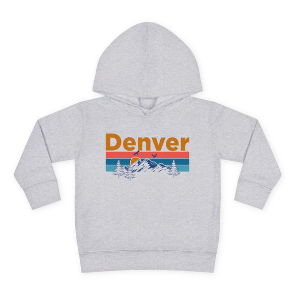 Denver Toddler Hoodie - Retro Mountain Sun Unisex Denver Toddler Sweatshirt