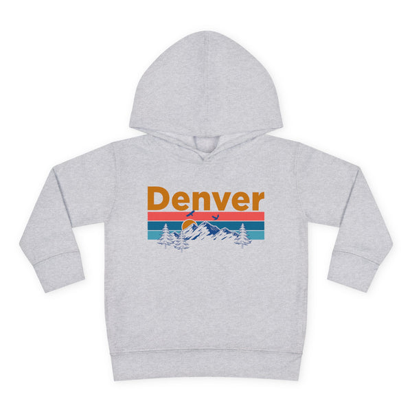 Denver Toddler Hoodie - Retro Mountain Sun Unisex Denver Toddler Sweatshirt