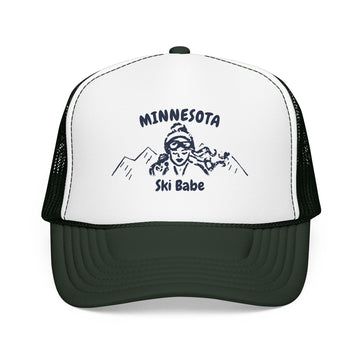 Buy dark-green-white-dark-green Minnesota Ski Babe Trucker Hat — Foam Mesh Cap