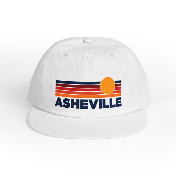 Asheville, North Carolina retro sunset Surf Cap | vintage striped sun state hat