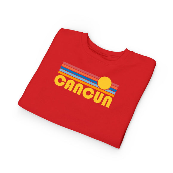 Cancun, Mexico Toddler Sweatshirt - Retro Sun Cancun Toddler Crewneck Sweatshirt