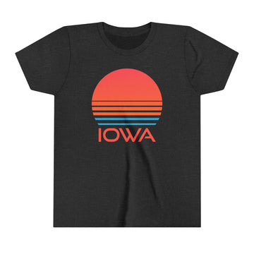 Buy dark-grey-heather Iowa Youth Shirt - Retro 80s Iowa Kid's T-Shirt