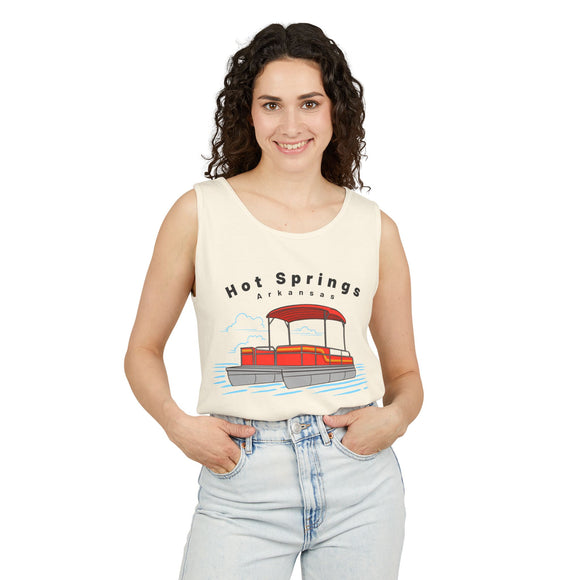 Hot Springs, Arkansas Tank Top Unisex - Pontoon Boat - Comfort Colors - 100% Cotton