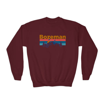 Buy maroon Bozeman, Montana Youth Sweatshirt - Unisex Kid's Bozeman Crewneck Sweatshirt