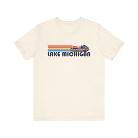 Lake Michigan T Shirt - Retro Jetski PWC Graphic Lake Michigan Tee - 0