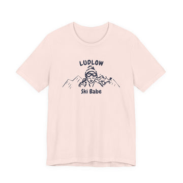 Ludlow, Vermont Ski Babe T‑Shirt - Retro Skiing Graphic Tee - 0