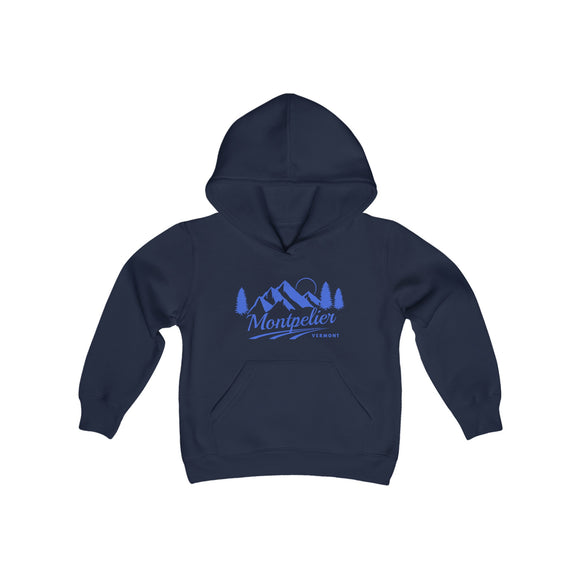 Retro Montpelier, Vermont Youth Hoodie - Mountain Montpelier, Vermont Kids Sweatshirt, Cute Montpelier, Vermont Children's Pullover