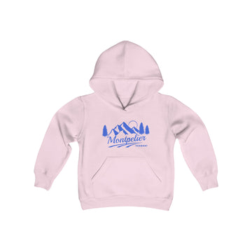 Retro Montpelier, Vermont Youth Hoodie - Mountain Montpelier, Vermont Kids Sweatshirt, Cute Montpelier, Vermont Children's Pullover - 0