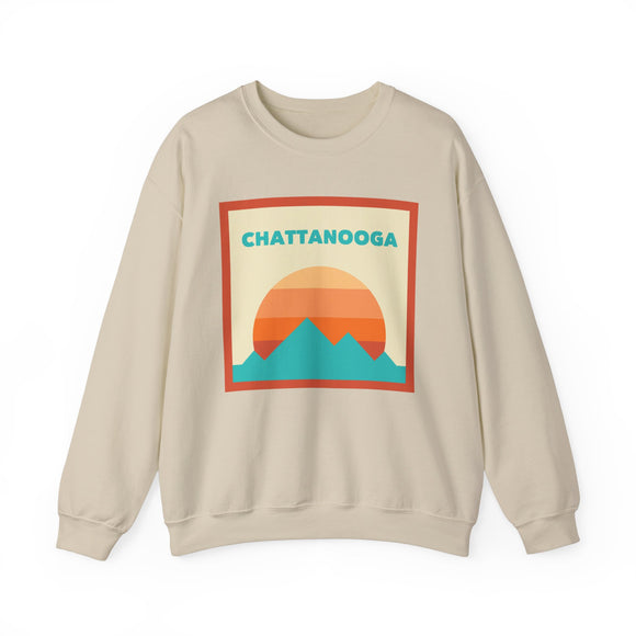 Retro Chattanooga, Tennessee Sweatshirt, Mountain Sun Design, Unisex Crewneck, Gift for Outdoorsy Friends, Vintage Jumper