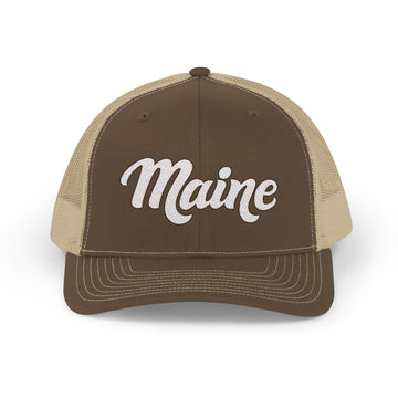 Buy brown-khaki Maine Snapback Trucker Cap - Embroidered Maine Hat