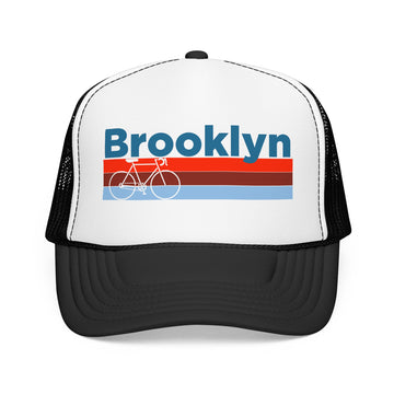 Buy black-white Brooklyn, New York Trucker Hat - Foam Brooklyn Bike Cap