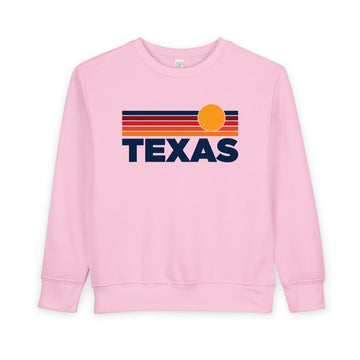 Buy pink Texas Toddler Sweatshirt - Retro Sun Texas Toddler Crewneck Sweatshirt