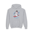 Vermont Youth Hoodie - Skiing Snowman Kids Vermont Hooded Sweatshirt-2