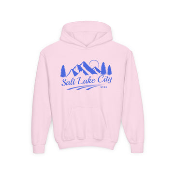 Buy light-pink Retro Salt Lake City, Utah Youth Hoodie - Mountain Salt Lake City, Utah Kids Sweatshirt, Cute Salt Lake City, Utah Children's Pullover