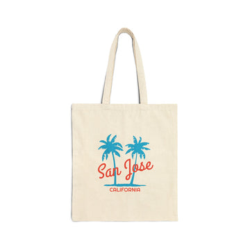 San Jose, California, Cotton Canvas San Jose Tote Bag - Palm Script
