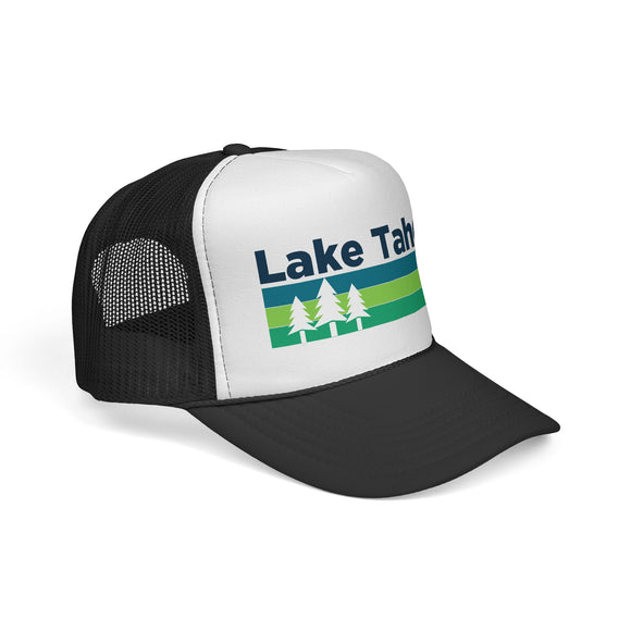 Lake Tahoe, California Retro Trees Trucker Hat - Vintage Style Lake Tahoe Cap