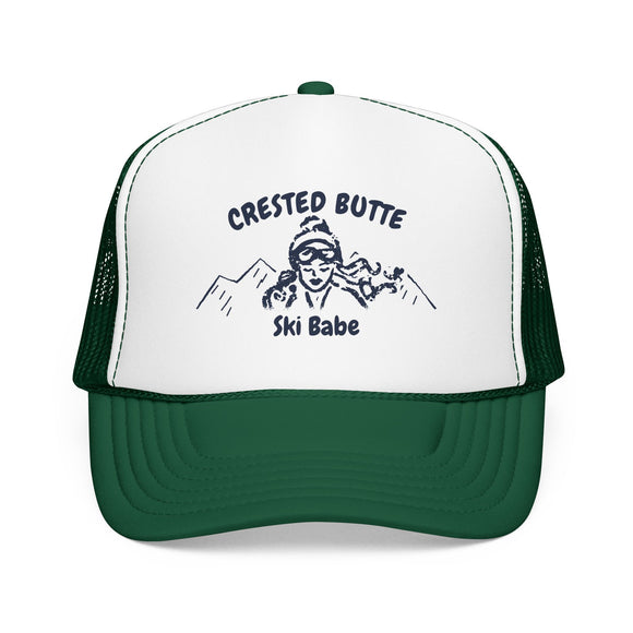 Crested Butte, Colorado Ski Babe Trucker Hat — Foam Mesh Cap