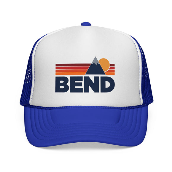 Bend, Oregon Retro Mountains Trucker Hat - Vintage Style Bend Cap