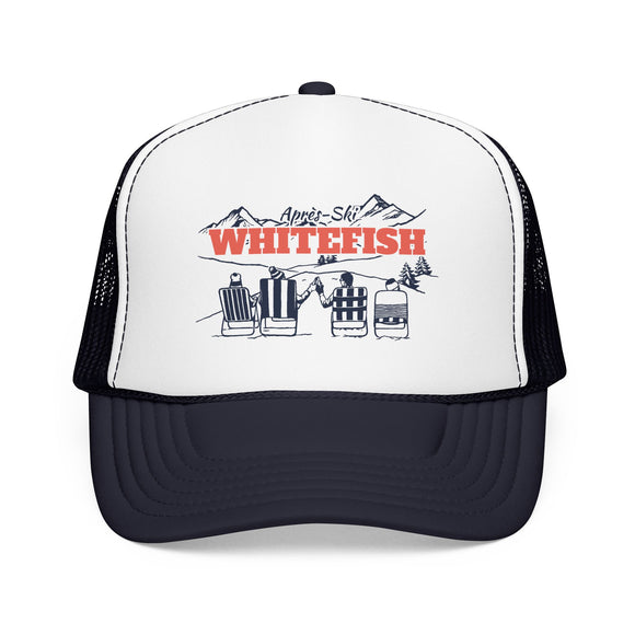 Whitefish, Montana Après-ski Trucker Hat — Foam Mesh Cap